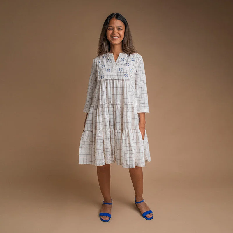 Kala Cotton Dress For Women | Embroidered | Off-white