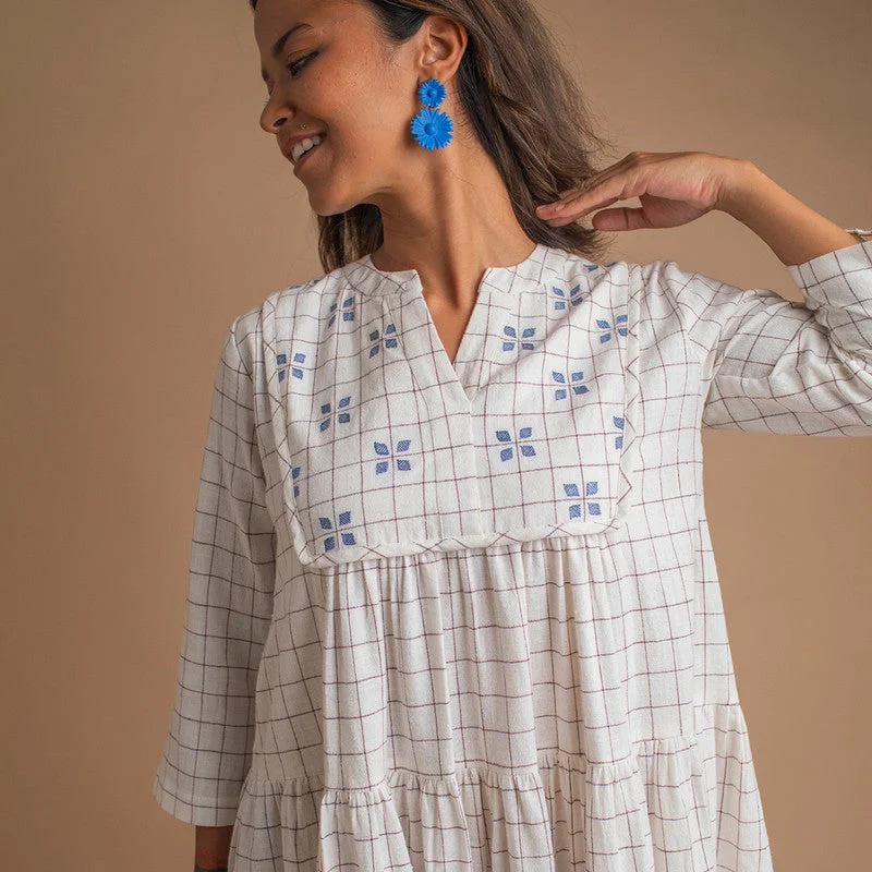 Kala Cotton Dress For Women | Embroidered | Off-white