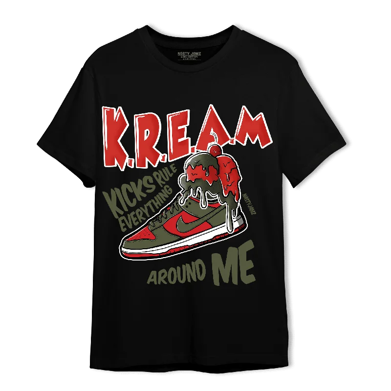 NastyJamz Dunk Low Mystic Red T Shirt Match Kream Sneaker