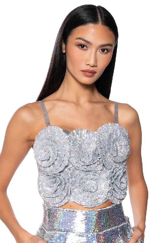 I WISH YOU WELL FLORAL SEQUIN CORSET TOP