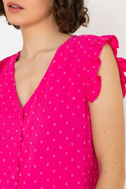 Dobby Sleeveless Top in Pink