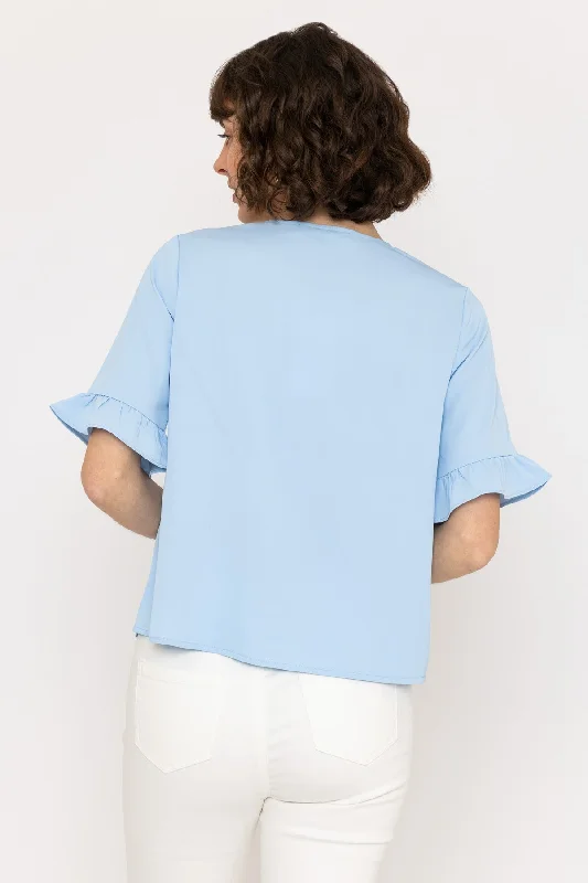 Short Sleeve Button Blouse in Blue