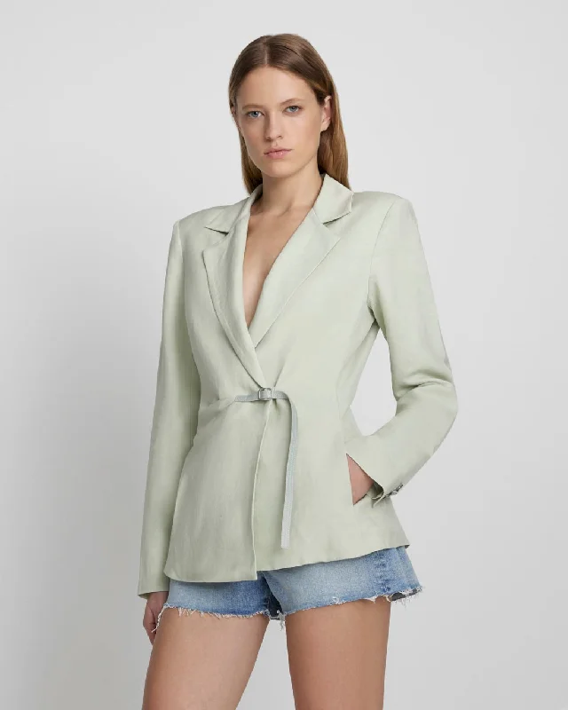 Tailored Linen Blazer in Seafoam