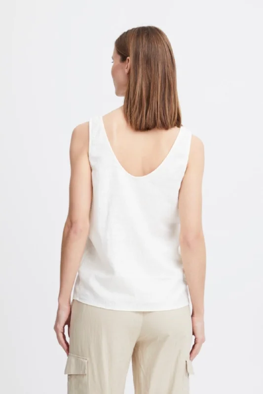 White Linen Vest Top