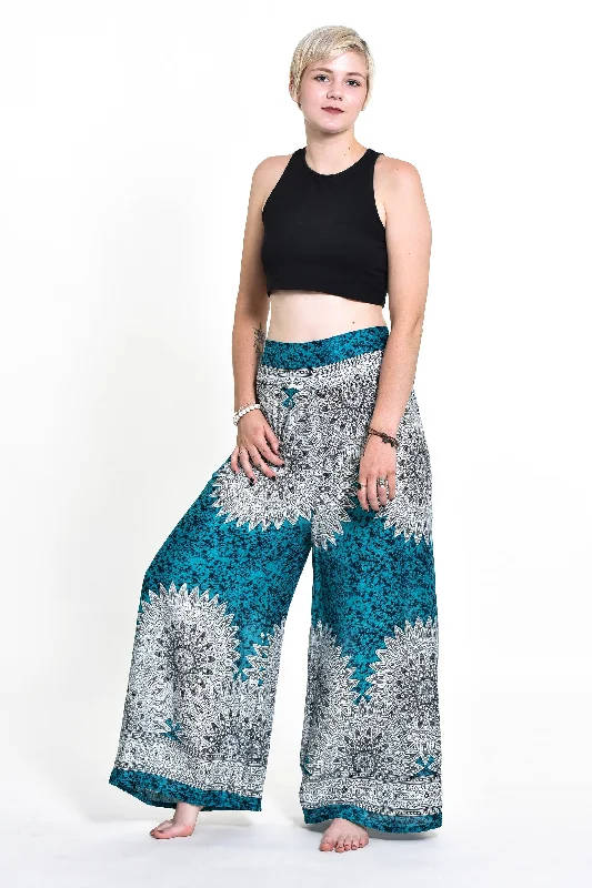 Marble Mandalas Palazzo Style Harem Pants in Turquoise