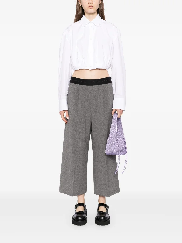 Cropped Pants With Black Waistband