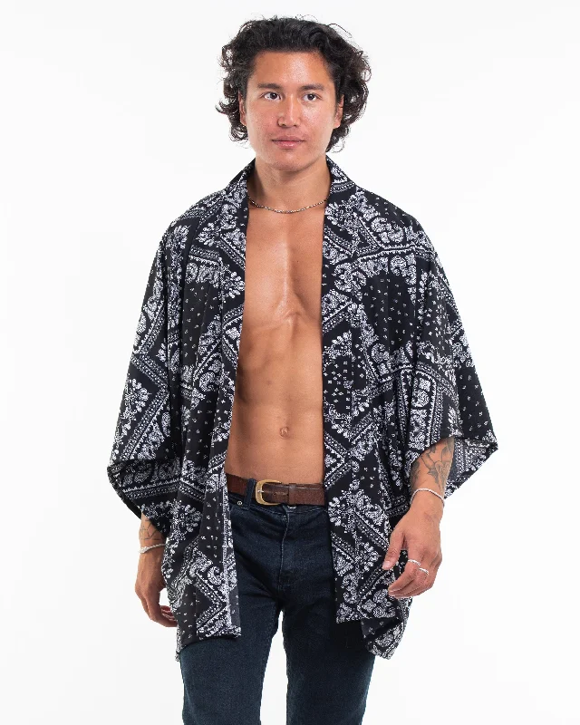 Patchwork Paisley Kimono Cardigan in Black