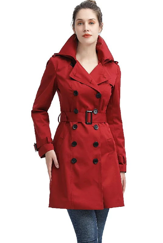 BGSD Women Alexa Waterproof Classic Hooded Trench Coat