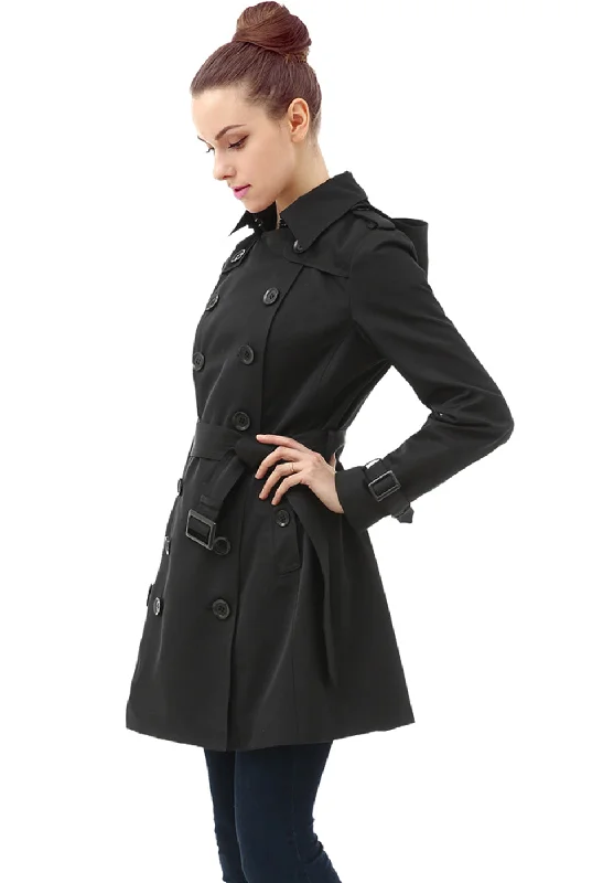 BGSD Women Leah Waterproof Hooded Mid Length Trench Coat