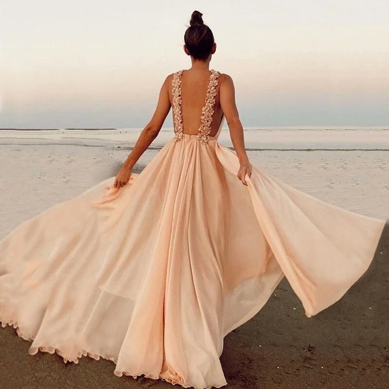 Short - Sleeved Shirt - Style Maxi Dresses for a Casual LookFashionSierra - Fashion Sleeveless Green A Line Sexy Backless Prom Dresses