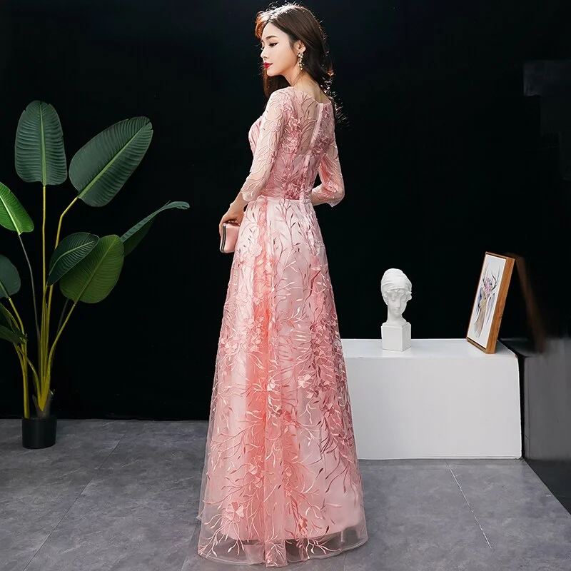 Comfortable Cotton - Linen Maxi Dresses for Everyday WearFashionSierra - Evening-Gown A-Line See-Through Elegant Long Plus Size Dresses