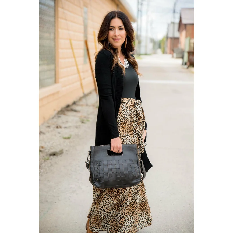 Maxi Dresses for High School Graduation Ceremonies3/4 Sleeve Leopard Bottom Maxi