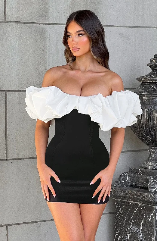 "Plus size formal dresses for women for special events"Allie Mini Dress - Black/White