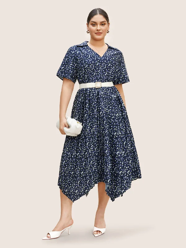 Maxi Dresses with Sequined and Beaded Embellishments for a Lavish LookAllover Print Pleated Hanky Hem Dress