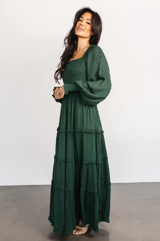 Maxi Dresses for Mother's Day CelebrationsAmanda Smocked Dotted Maxi Dress | Evergreen