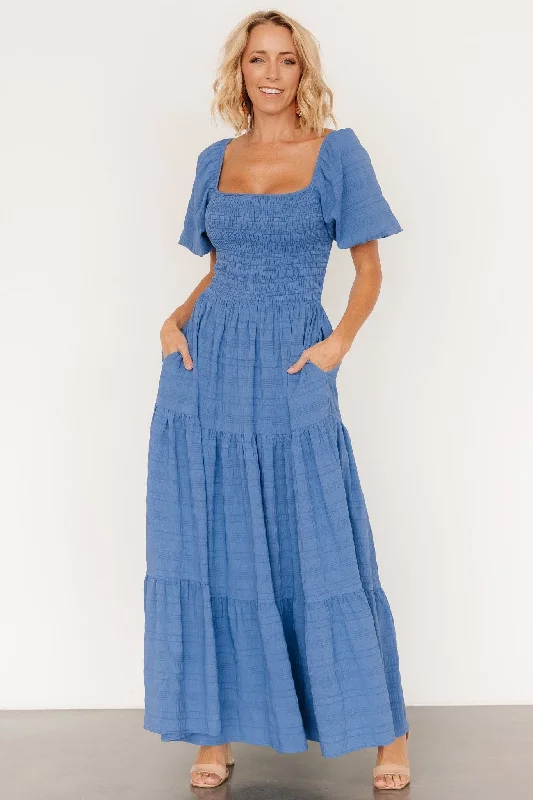 Maxi Dresses with Ruffled Trim for a Sweet and Girly LookAmaya Smocked Dress | Blue