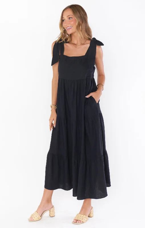 Maxi Dresses with Asymmetric Hemlines for a Modern AppealArabella Maxi Dress ~ Black Linen