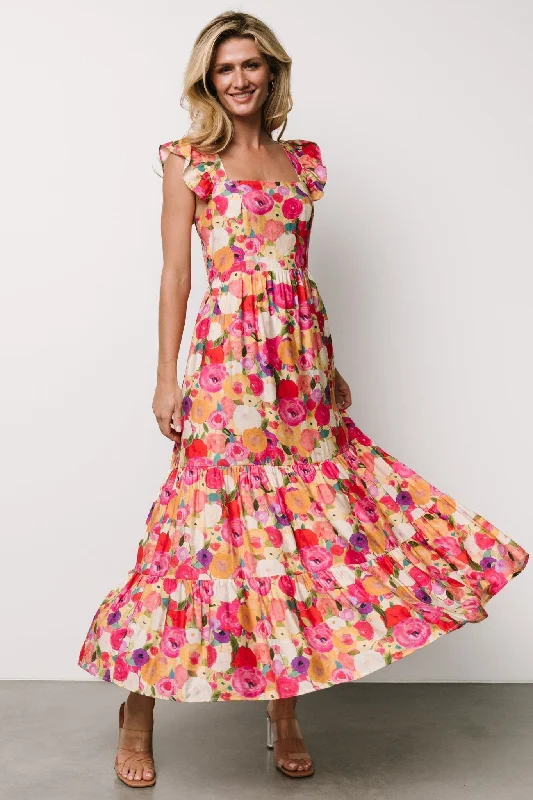 Pure White Maxi Dresses for a Timeless and Elegant LookAyla Tiered Maxi Dress | Pink Multi Floral