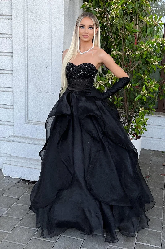 "Animal print dresses for women who love bold styles"Black Strapless Ball Gown Formal Evening Dress "Animal print dresses for women who love bold styles"Black Strapless Ball Gown Formal Evening Dress