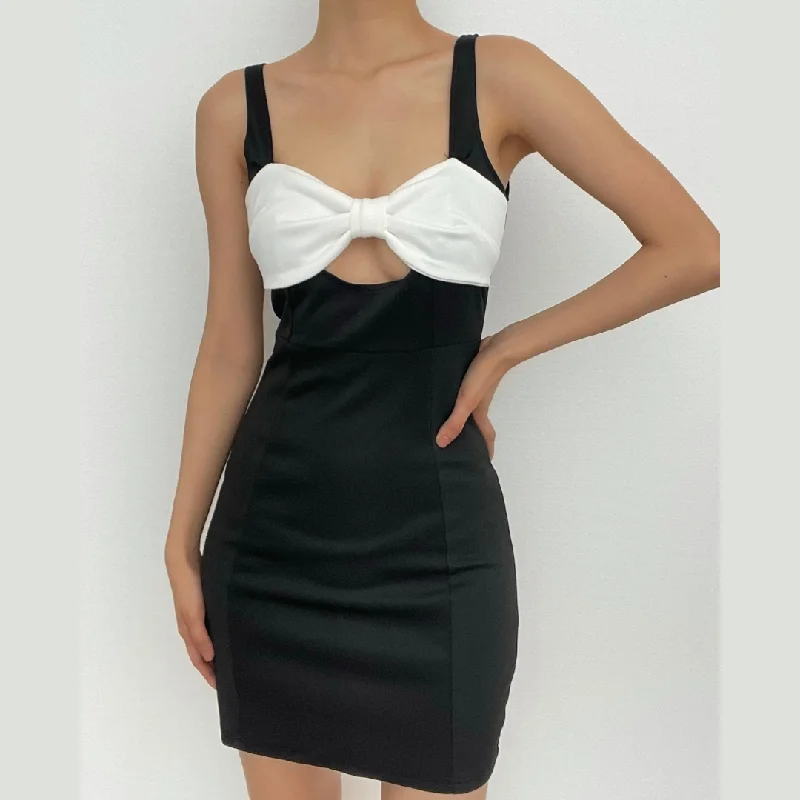 "Flash Sale: Grab Your Favorite Women's Dresses at Unbeatable Prices!"BerryBetty - Bowknot contrast zip-up hollow out sleeveless mini dress "Flash Sale: Grab Your Favorite Women's Dresses at Unbeatable Prices!"BerryBetty - Bowknot contrast zip-up hollow out sleeveless mini dress