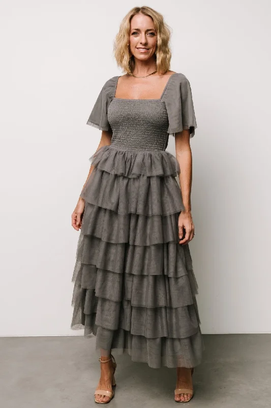 Maxi Dresses Paired with Cropped Tops for a Sexy and Trendy StyleCherise Tulle Tiered Dress | Blue Sage