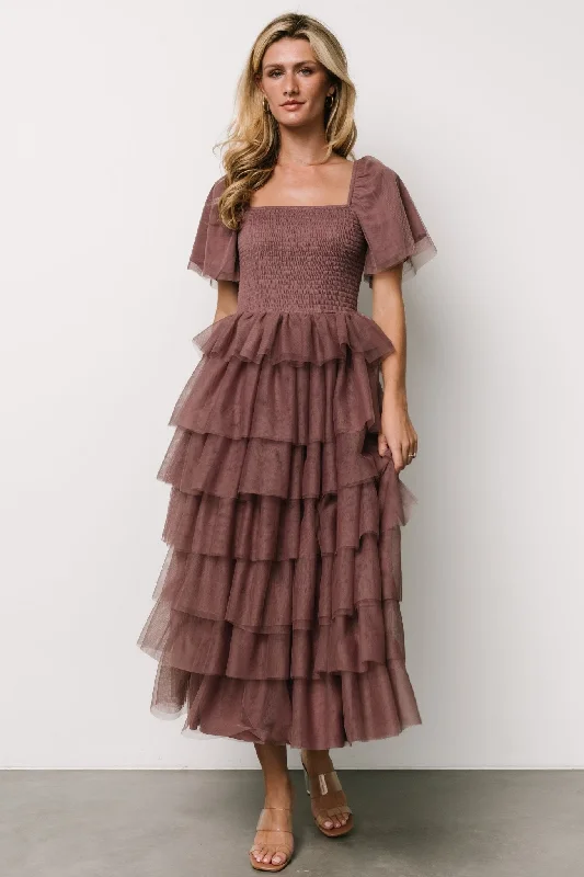 Maxi Dresses with Tropical Floral Prints for a Beachy LookCherise Tulle Tiered Dress | Dusty Lavender