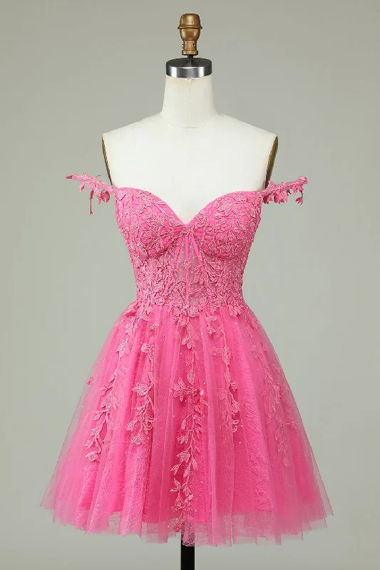 "Denim dresses for women for a casual and cool style"Cute A Line Spaghetti Straps Pink Short Homecoming Dress with Appliques "Denim dresses for women for a casual and cool style"Cute A Line Spaghetti Straps Pink Short Homecoming Dress with Appliques