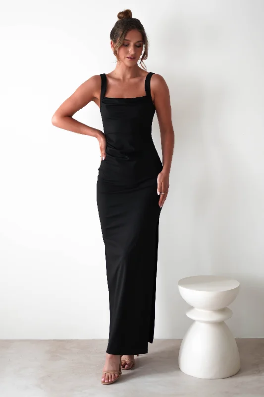 Maxi Dresses with Ruffled Trim for a Sweet and Girly LookPeta Bodycon Maxi Dress | Black