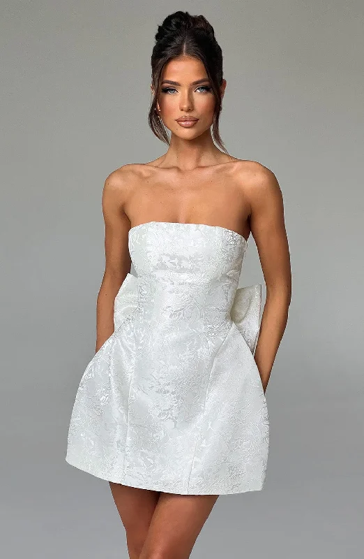 "Short dresses for women for a night out clubbing"Elenora Mini Dress - Ivory
