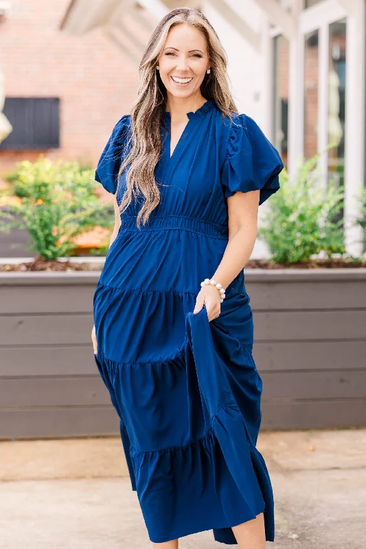 High - Neck Maxi Dresses for a Modest LookEverything I Love Dress, Navy