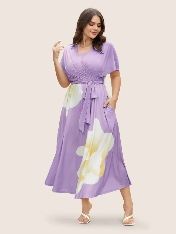 High - Waisted Maxi Dresses to Create Long Leg LinesEverywhere Dress - Floral Mesh Ties Dress