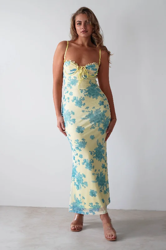 Backless Maxi Dresses for a Bold StatementFrancesca Bodycon Maxi Dress | Yellow Print