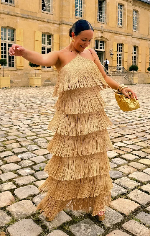 Short - Sleeved Shirt - Style Maxi Dresses for a Casual LookGatsby Maxi Dress ~ Gold Rush Fringe Short - Sleeved Shirt - Style Maxi Dresses for a Casual LookGatsby Maxi Dress ~ Gold Rush Fringe