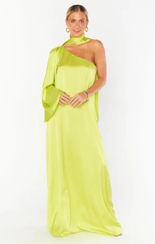 Maxi Dresses for Outdoor Garden WeddingsGet Together Dress ~ Citrine Luxe Satin