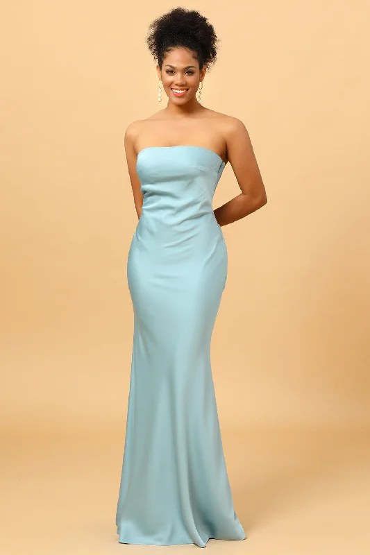 "Mother of the bride dresses for women in elegant styles"Grey Blue Satin Mermaid Bridesmaid Dress "Mother of the bride dresses for women in elegant styles"Grey Blue Satin Mermaid Bridesmaid Dress