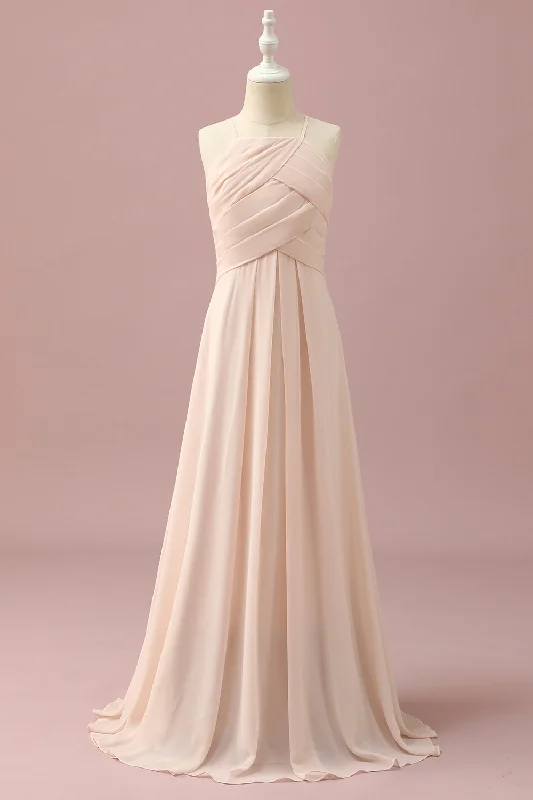 "Mermaid - style wedding dresses for women for a dramatic look"Ivory Halter A-Line Chiffon Junior Bridesmaid Dress "Mermaid - style wedding dresses for women for a dramatic look"Ivory Halter A-Line Chiffon Junior Bridesmaid Dress