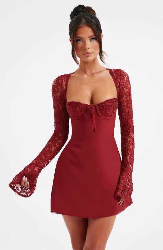 "Sustainable and eco - friendly women's dresses"Jacinta Mini Dress - Red