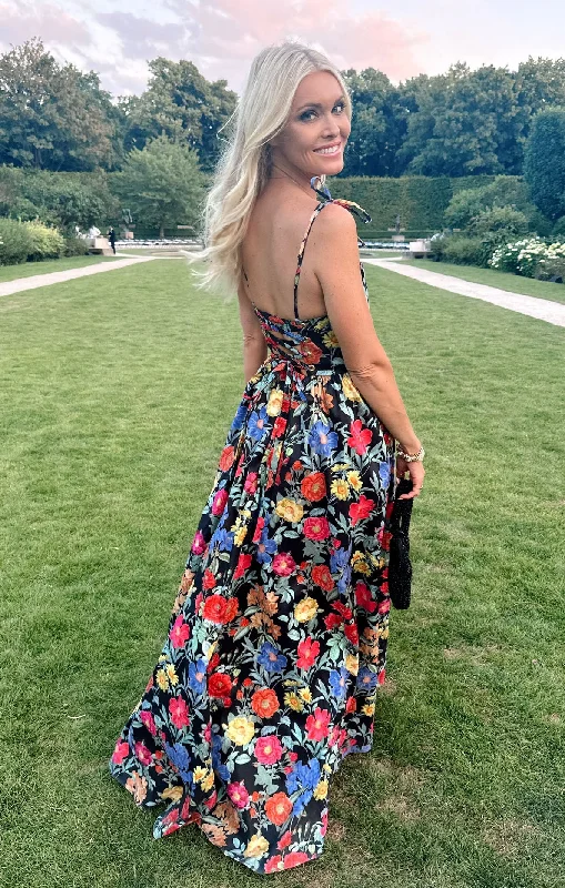 Sporty - Inspired Maxi Dresses for Active LifestylesJuliet Maxi Dress ~ Charm Peony Black Taffeta
