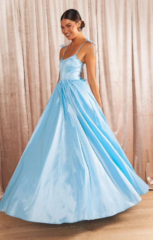 Maxi Dresses with Side Slits for Easy MovementJuliet Maxi Dress ~ Light Blue Taffeta