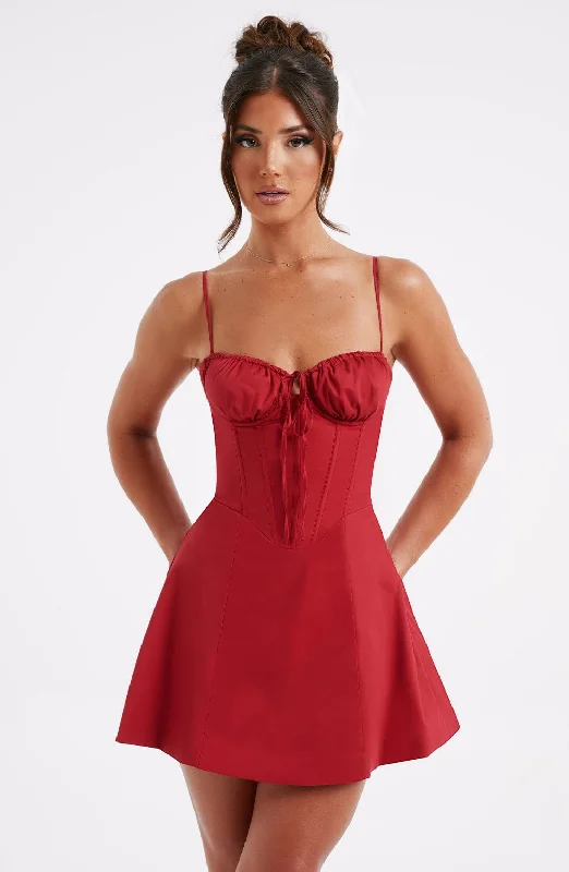 "Comfortable maternity dresses for pregnant women"Lacey Mini Dress - Red