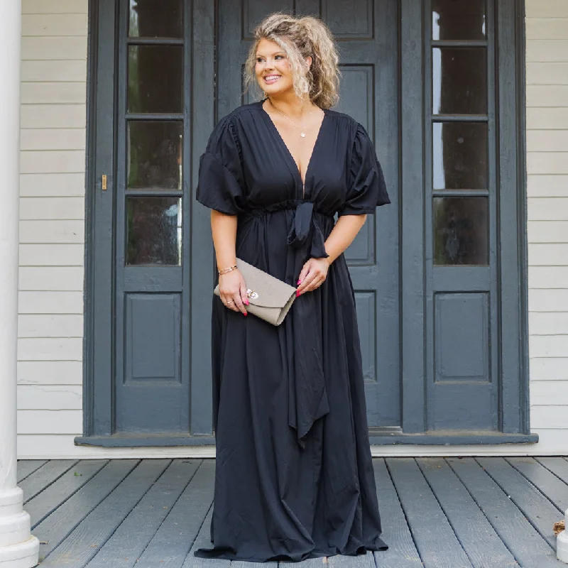 Fluffy Fleece Maxi Dresses for Warmth in WinterLooking At Me Maxi Dress, Black