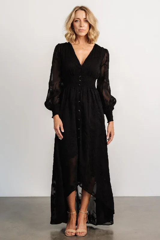 Light Pink Flowy Maxi Dresses for SpringMayfair High Low Maxi Dress | Black