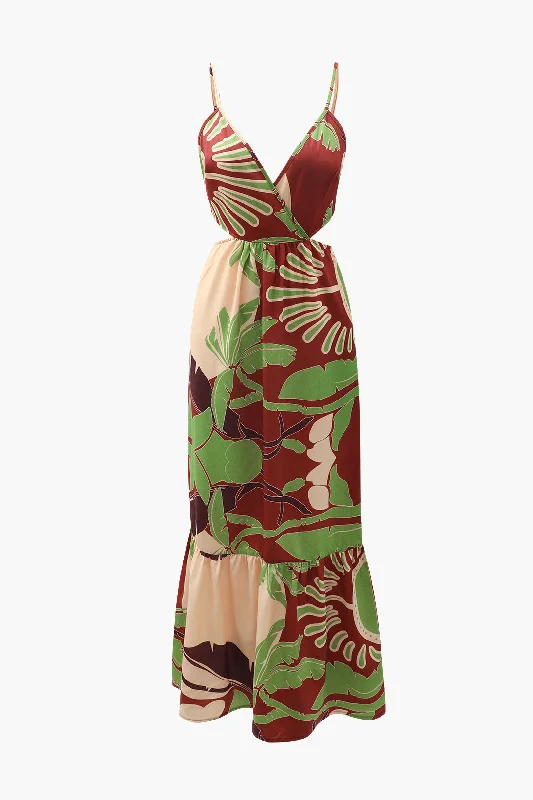 Maxi Dresses for Business - Casual ConferencesFloral Print Tie Back Ruffle Maxi Dress