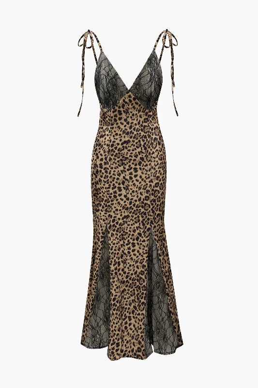 Maxi Dresses with Abstract Art Prints for a Unique StyleLace Detail Leopard Print Maxi Dress