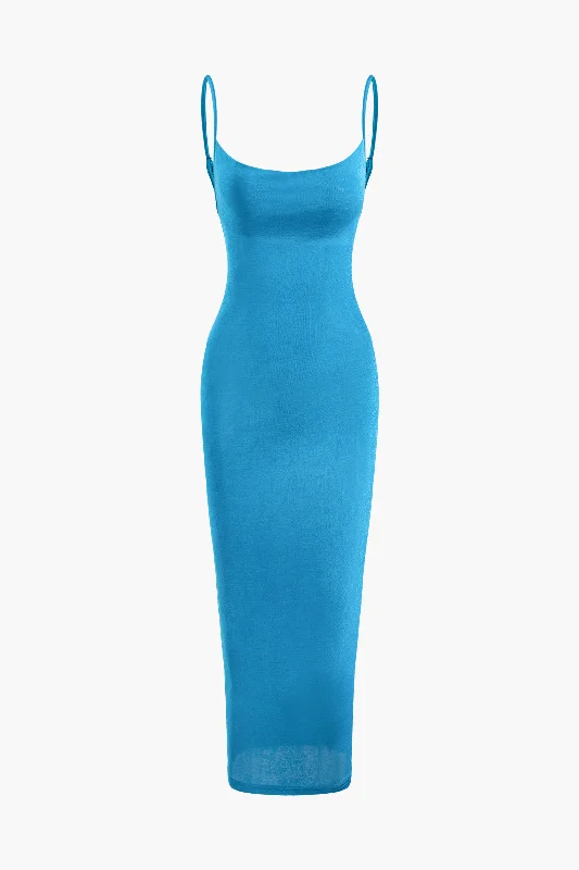 Maxi Dresses with Cross - Over Necklines for a Stylish LookSolid U-neck Backless Slip Maxi Dress