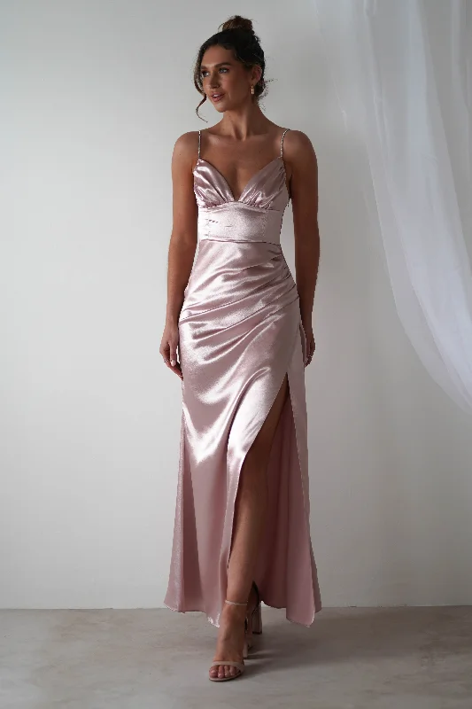 Royal Purple Maxi Dresses for a Regal AppearanceMelody Soft Satin Maxi Gown | Rose