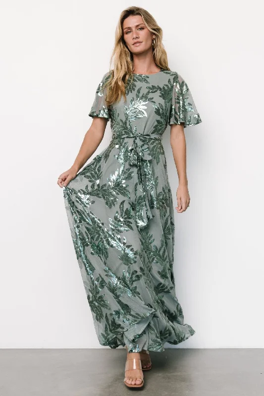 Comfortable Cotton - Linen Maxi Dresses for Everyday WearMuse Sequin Maxi Dress | Eucalyptus