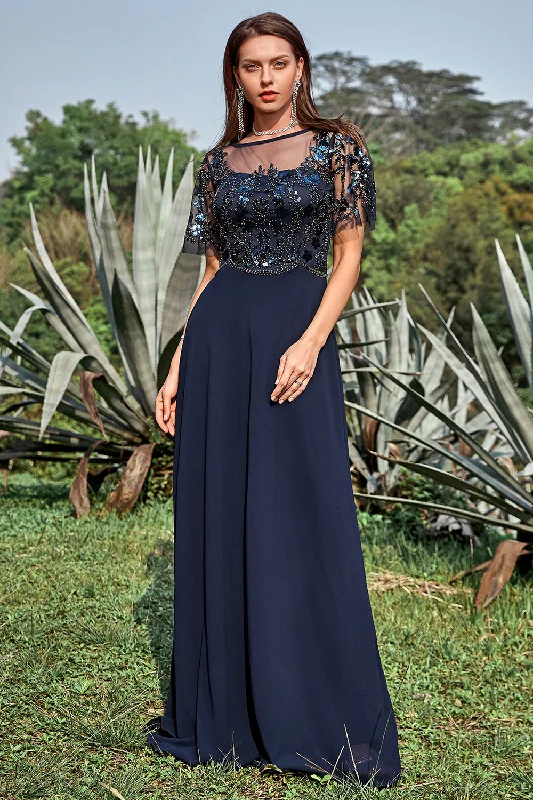"Beaded dresses for women for a glamorous look"Navy Appliques Sequin Mother of Bride Dress "Beaded dresses for women for a glamorous look"Navy Appliques Sequin Mother of Bride Dress