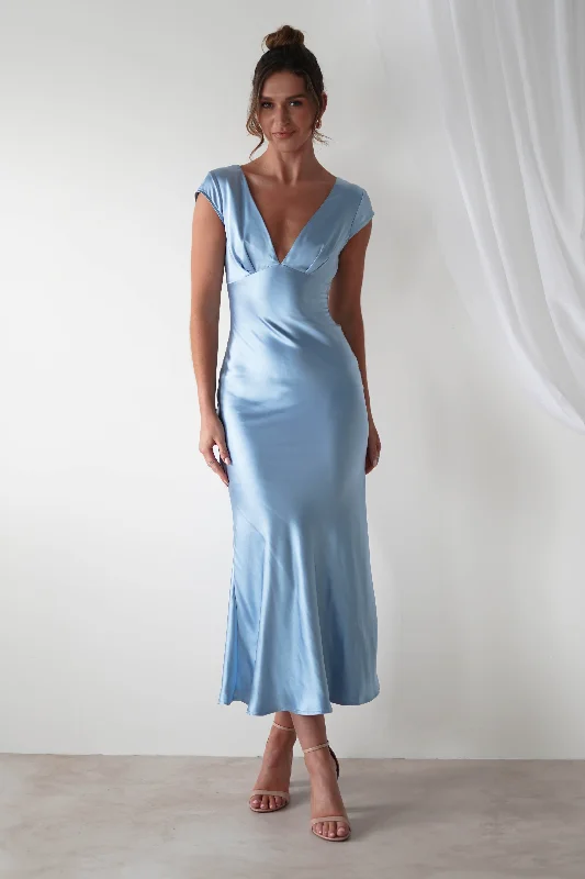 Maxi Dresses with Drawstring Waists for a Relaxed FitNellie Soft Satin Midaxi Dress | Blue