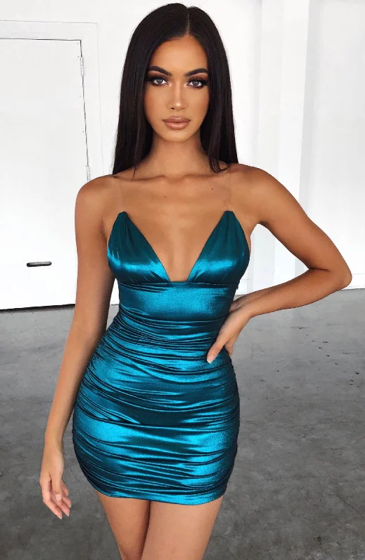 "Elegant wedding guest dresses for women under $100"Nikita Mini Dress - Emerald